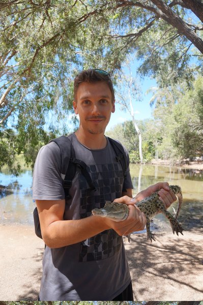 alban with baby crocodile